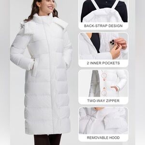 PIONEER Women's White Ski Jacket small coat long down trench puffer